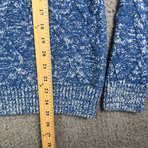 Abercrombie & Fitch Sweater Adult L Blue Fisherman Wool Cable Knit Pullover Crew - Picture 7 of 8